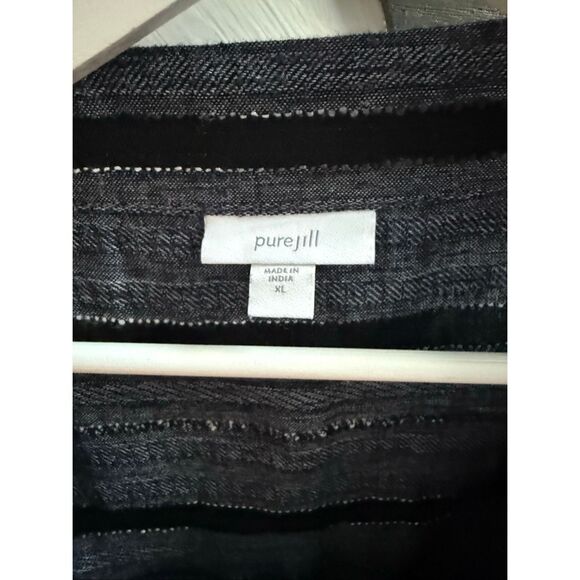 J. Jill Pure Jill Gray Mixed Texture Stripe Body Fit Top sz XL EUC - Picture 6 of 8